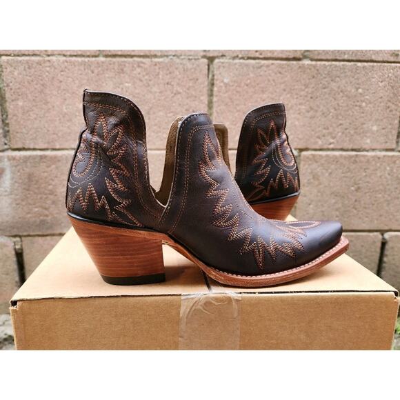 Ariat Dixon Brown Distressed Leather Ankle Cowboy Western Boots Womens Sz 7.5B - Picture 5 of 14